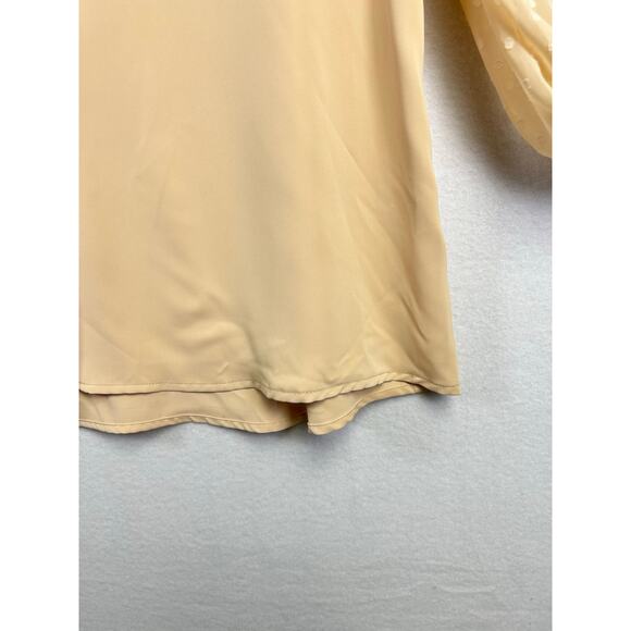Bebonnie Woman's Chiffon Beige/Tan Blouse Lantern 3/4 Sleeve XL Elegant Dressy - Picture 5 of 13